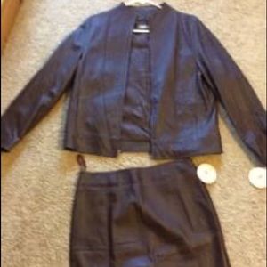 Genuine Lamb Leather Retro Chic Jacket & Skirt